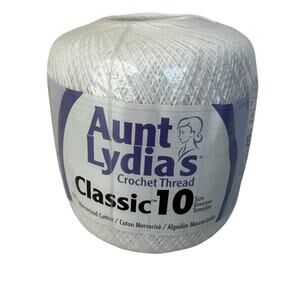 Aunt Lydia's Crochet Thread Classic 10 White Mercerized Cotton 400 Yards